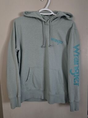 Wrangler Mint Green Hooded Sweatshirt with Teal Logo